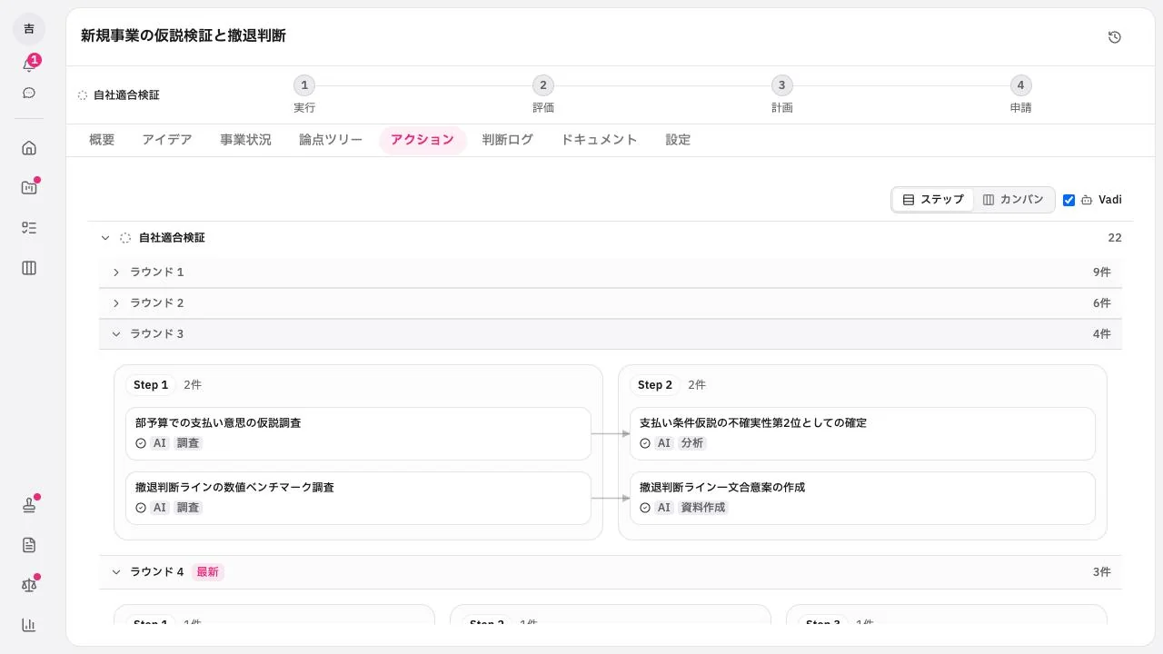 検証の実行の画面